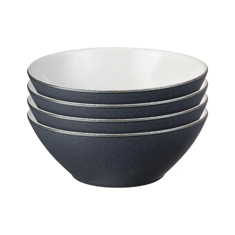Denby - Impression Charcoal Blue Cereal Bowls Set of 4 - Dishwasher Microwave Safe Crockery - Ceramic Stoneware Tableware Soup Bowls