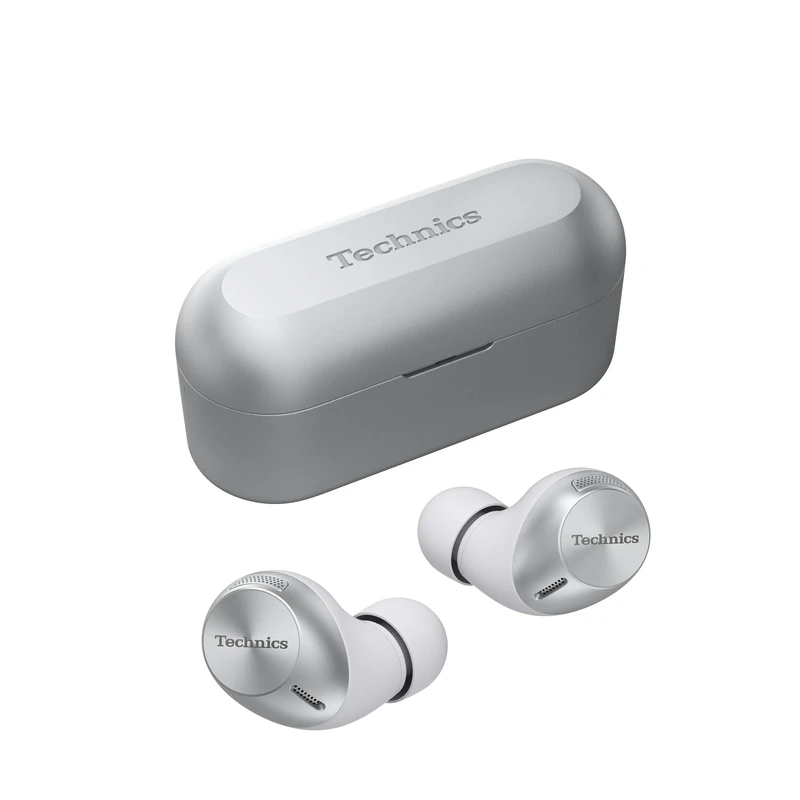 Technics EAH-AZ40M2ES Wireless Earbuds with Noise Cancelling, Multipoint Bluetooth, Comfortable In-Ear headset, Customisable Fit, Up to 5.5 Hours Playtime Silver