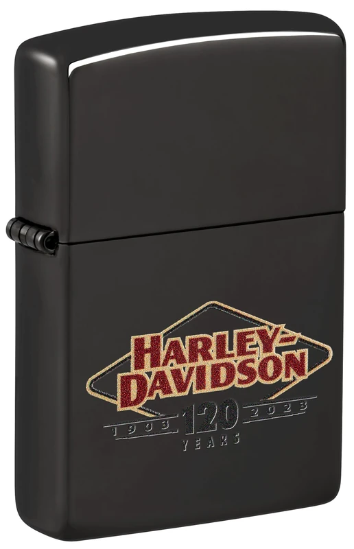 Zippo Windproof Lighter, Harley-Davidson Design – High Polished Black, Colour Image – Refillable, Reusable, Windproof Design – Comes in Gift Box – Made in USA - Image 1