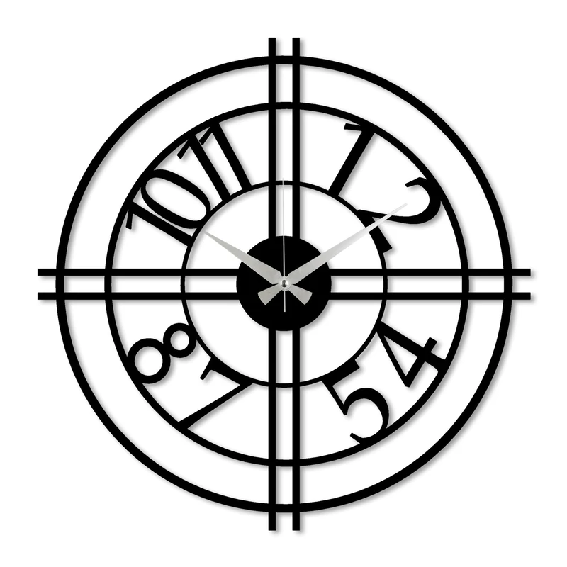 WELL HOME MOBILIARIO & DECORACIÓN Decorative Metal Circular Wall Clock with Cross Style