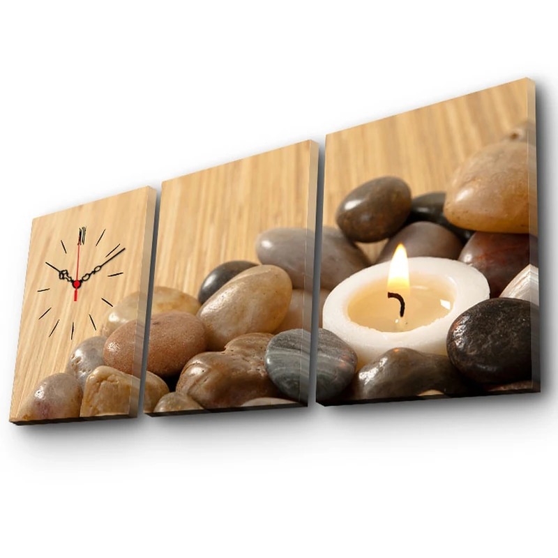WELL HOME MOBILIARIO & DECORACIÓN ZEN Style Decorative Canvas Wall Clock (3 Pieces)
