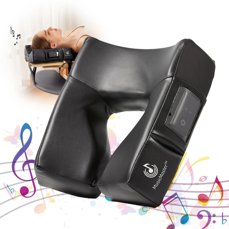 Music Master High Fidelity Sound Face Cradle Cushion- Bluetooth Massage Pillow for Face Down Resting- Ultra Soft Massage Table Headrest-Large Eye Openingfor Superior Comfort, Black