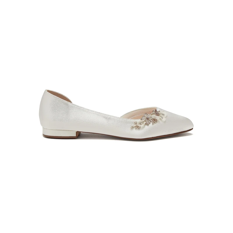 Rainbow Club Clemmie - Ivory Embellished Wedding Flats, 3