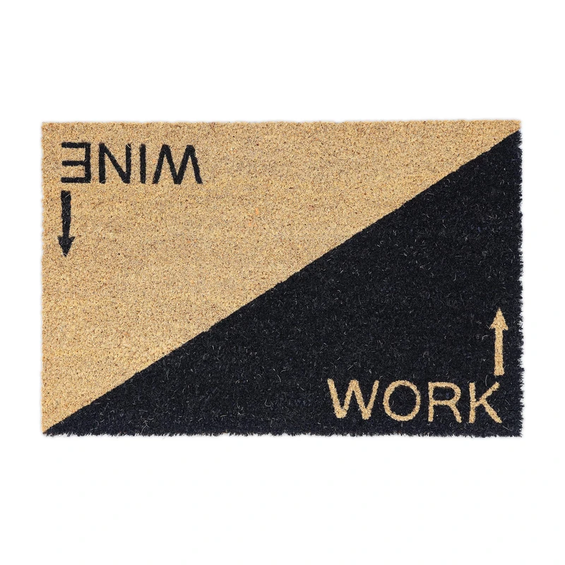 Relaxdays Coconut Entrance Mat, Coir Doormat with Inscription, Shoe Scaper, Weatherproof, HxW: 40x60 cm, Natural/Black, Coco