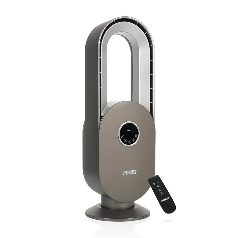 Princess Bladeless Fan for bedrooms, Up to 15 h timer function, 55° Oscillation, with remote control, 3 wind modes, 3 wind speeds, LED Display, Sleek design