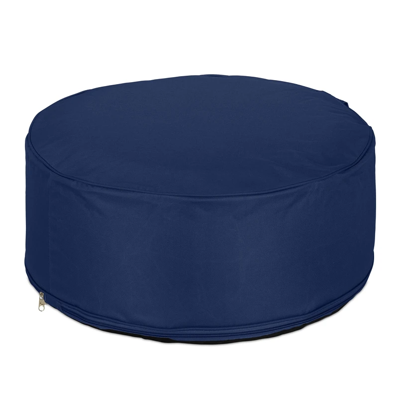 Relaxdays Inflatable Footstool, Outdoor Pouffe for Camping, Garden & Balcony, Round Footrest, Seat, 26 x 56 cm, Blue, Polyester