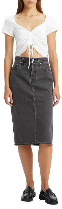 Levi's Side Slit Skirt, Washed Black