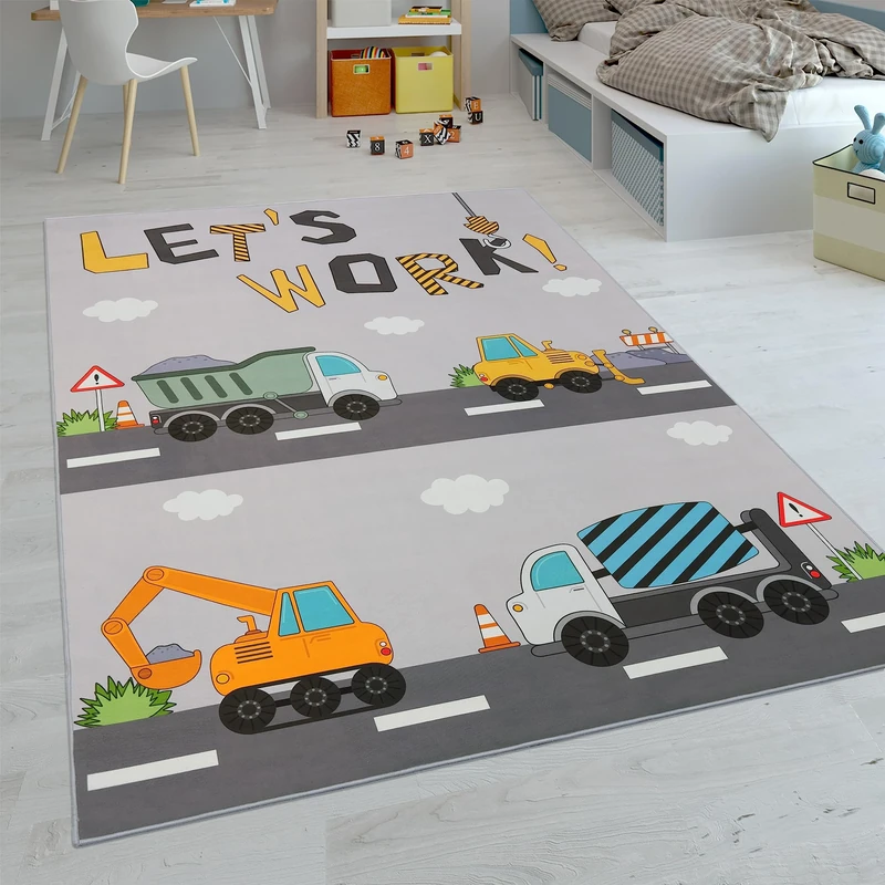 Paco Home Kids Rug, Play Mat Playroom Rug, Animals Roads Cars Maps Treasure Hunt Pirates, Size:200x200 cm square, Colour:Grey 2