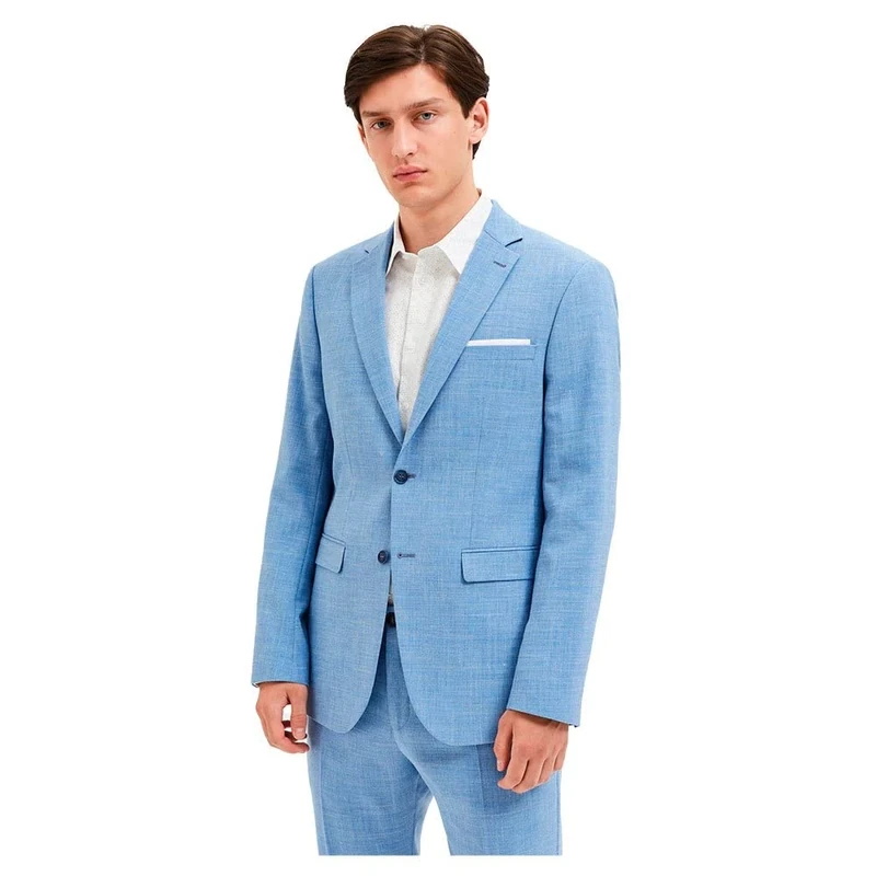 SELETED HOMME Men's SLHSLIM-Oasis Linen BLZ NOOS Suit Jacket, Light Blue, 46L