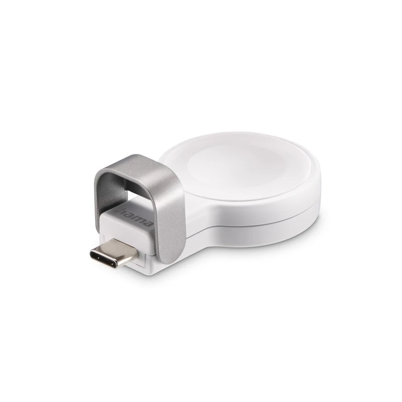 Hama Apple Watch Charger, Wireless Charger (MFI Certified, Suitable for All Apple Watches, Magnetic, USB C Charging Station, Soft Touch, Wireless Charging, Intelligent Charging), White