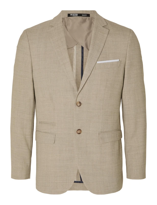 SELETED HOMME Men's SLHSLIM-Oasis Linen BLZ NOOS Suit Jacket, Sand, 46L