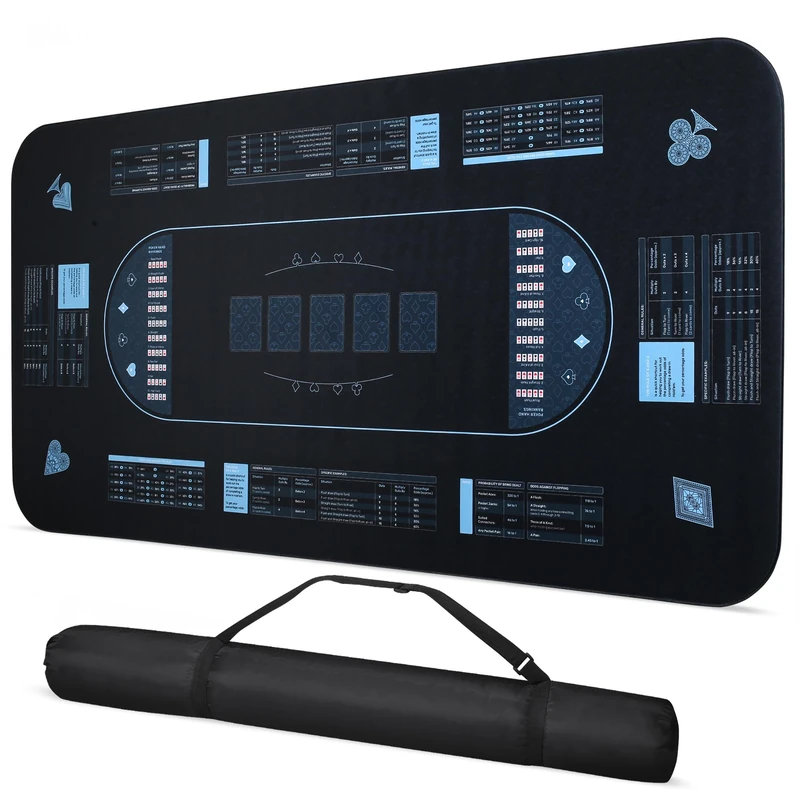 RUNNING HOT Exclusive Pro Poker Mat: 70" x 35", Anti-Slip, Durable, Foldable Design with Poker Probability Guide - Ideal for Casino Games, Carrying Bag Included