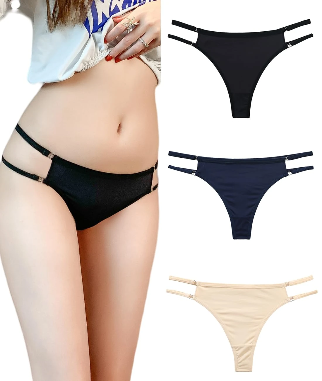 marysgift Seamless Thongs for Women Multipack Womens Knickers Cotton Tanga Thongs Low Rise G-String Panties Soft T-back Underwear (AU4,L UK 8 10)