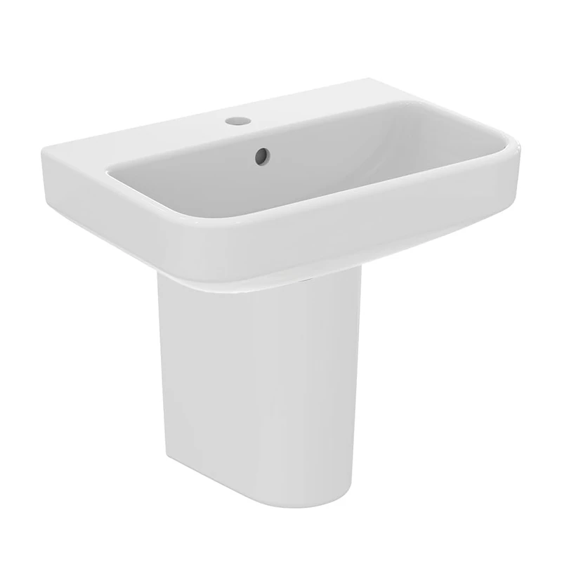 Ideal Standard i.Life S Compact 55cm Semi Pedestal Bathroom Sink/Basin, 1 Tap Hole, T517801, White