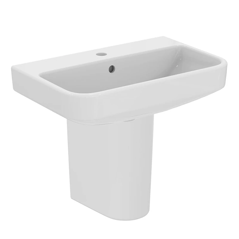 Ideal Standard i.Life S Compact 60cm Semi Pedestal Bathroom Sink/Basin, 1 Tap Hole, T458301, White