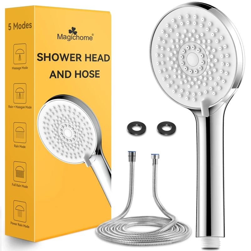 Magichome Shower Head and Hose 2M, Shower Head High Pressure with 5 Modes, Universal Handheld Showerhead to Increase Pressure