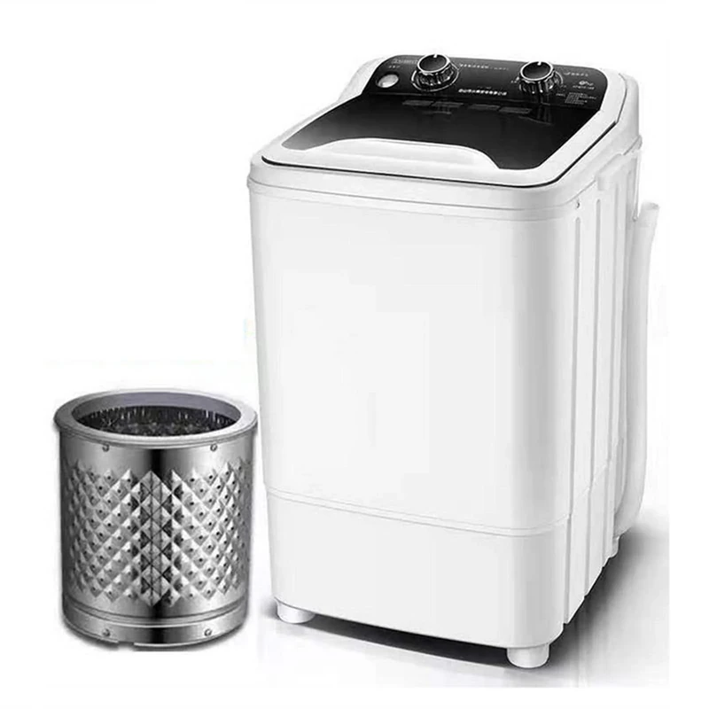 Portable Single-Tub Washing Machine With Drain Basket Mini - 7 Kg Washing Capacity Washing Power 400W For Apartments, Camping, Dorm Room,Black