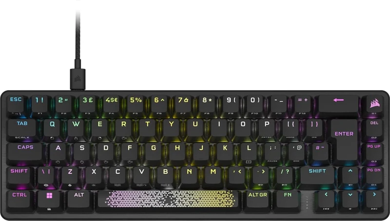 Corsair K65 PRO MINI RGB 65% Optical-Mechanical Wired Gaming Keyboard - OPX Switches - PBT Double-Shot Keycaps - iCUE Compatible - QWERTY UK Layout - Black