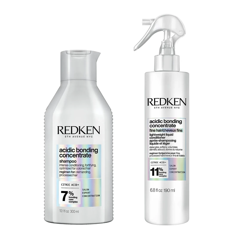 REDKEN Acidic Bonding Concentrate Shampoo 300ml & Lightweight Liquid Conditioner 250ML, Protects Colour Treated Hair & Restores