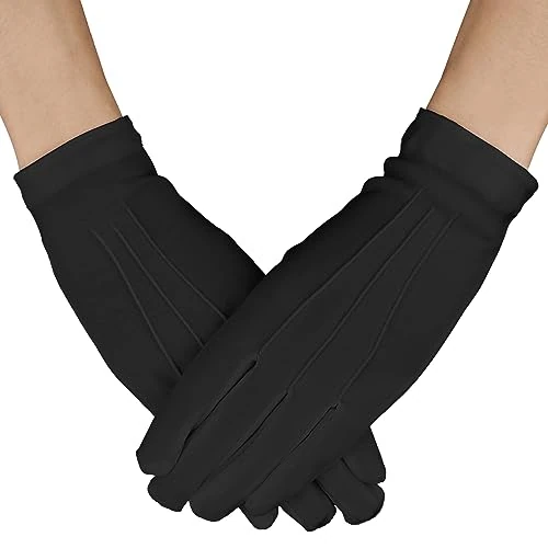 Yolev Mens Cotton Gloves with Snap Cuff Formal Tuxedo Costume Honor Guard Dress Gloves for Tuxedo Jewelry Inspections Wedding