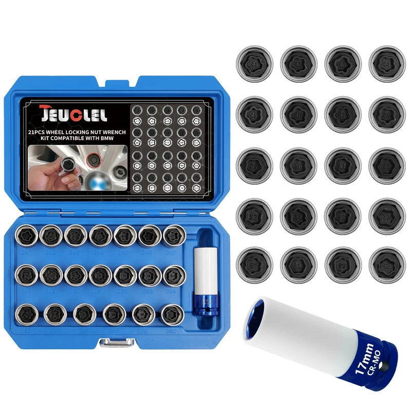 JEUCLEL 21PCS Wheel Locking Nut Key Kit Compatible with BMW Series