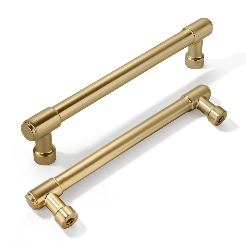 khtumeware 20 Pack Brushed Brass Cabinet Pulls - 6 Inch(152MM) Hole Centers - Brushed Gold Kitchen Handles for Wood Cabinets and Cupboards