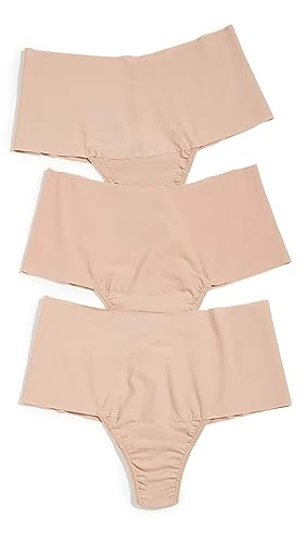 hanky panky Women's Breathe Hi Rise Thong 3 Pack, Tau3, Tan, S