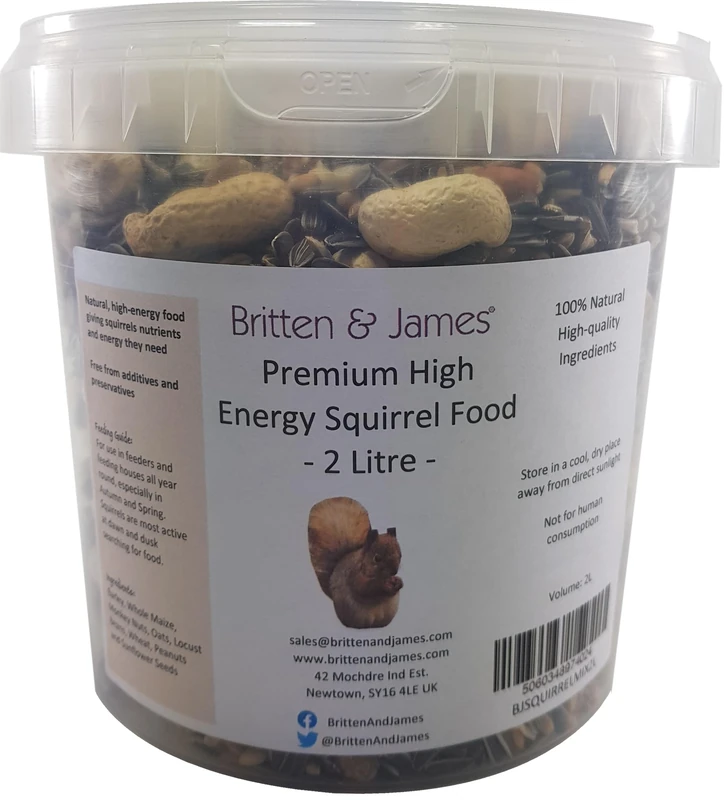 Britten & James High Energy Squirrel Food 100% Natural in a Stay Fresh 2L Tub