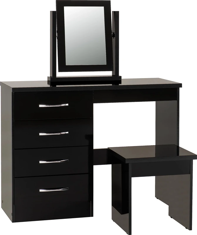 Seconique Nevada Dressing Table Set in Black Gloss