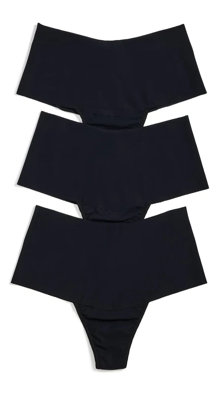 hanky panky Women's Breathe Hi Rise Thong 3 Pack, Black, S