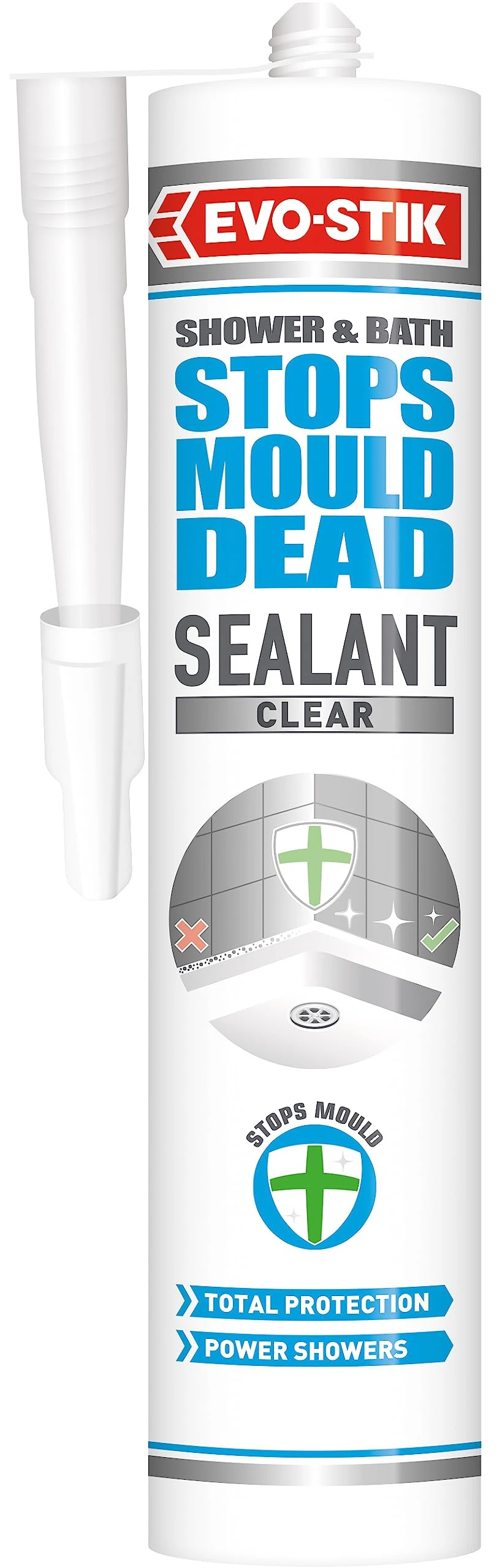 EVO-STIK Stops Mould Dead Silicone Sealant Clear - 280ml - Stops Mould Growth and Fungi - Ideal For High Humidity Areas