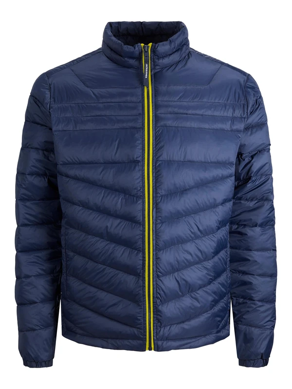 JACK & JONES Mens Puffer Jacket Full Zip Long Sleeve Quilted Padded Puffer Jacket for Men, Blue Colour, Size- L