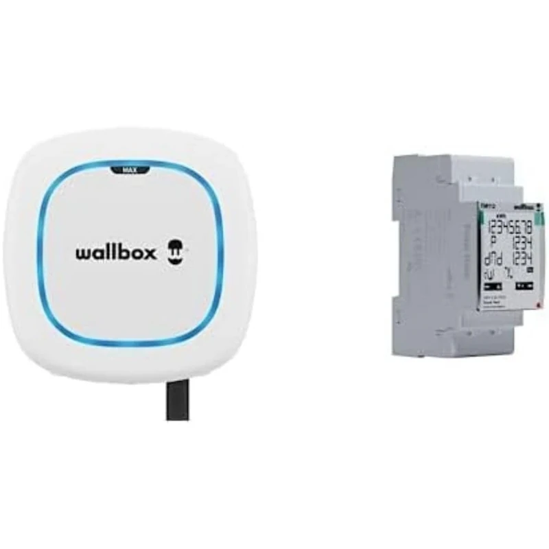 Bundle of Wallbox Pulsar Max EV Charger & Power Meter 1P (7.4kW, Type 2, Wi-Fi, Bluetooth, OCPP, Earthing Protection, 5m Cable, Easy-to-Install Design) White, compatible with Alexa and Google Home.