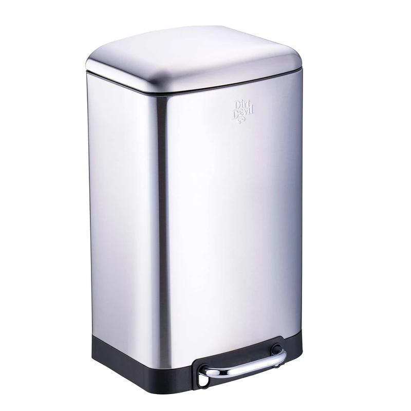 Dirt Devil Pedal Bin 20 L - Kitchen Waste Bin with Soft Close - Stainless Steel Waste Bin - Removable Inner Bucket - Kitchen Rubbish Bin - 30 x 29 x 52.5 cm - Silver