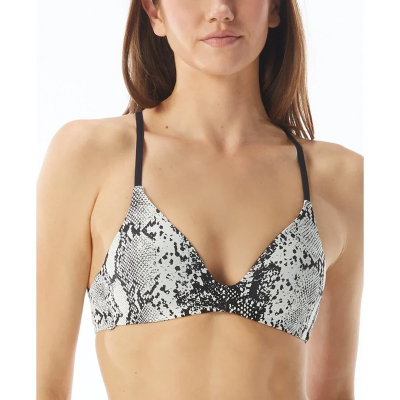 Vince Camuto Women's Printed Strappy-Back Bikini Top (Black Multi, Medium)