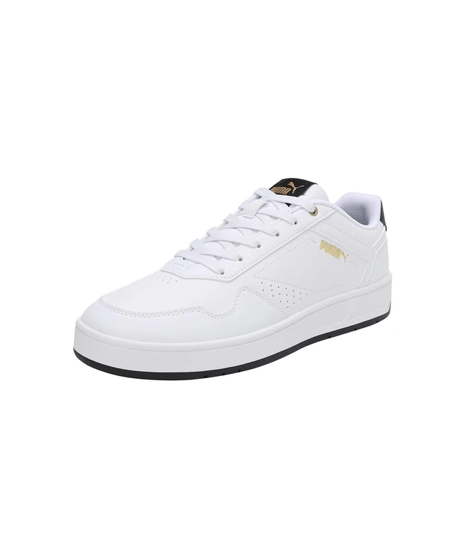 Puma Court Classic Unisex Adult Sneaker, Puma White-Puma Black-Puma Gold, UK 11