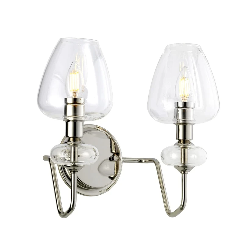 Elstead Lighting Wall Light, Polished Nickel Plated with Clear Glass Shades