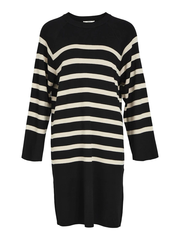 OBJECT Women's OBJESTER L/S Knit Dress NOOS Knit Dress, Black/Stripes:Sandshell,