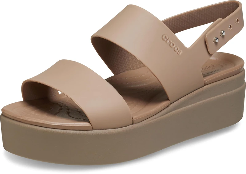 Crocs Women Brooklyn Low Wedge Sandal - Latte/Mushroom