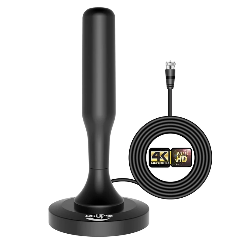 TV Aerial Indoor, Freeview Indoor TV Aerial with 560+ Miles Range, 360° Reception Magnetic Base, Support VHF/UHF/DAB Radio - All TVs - Blue