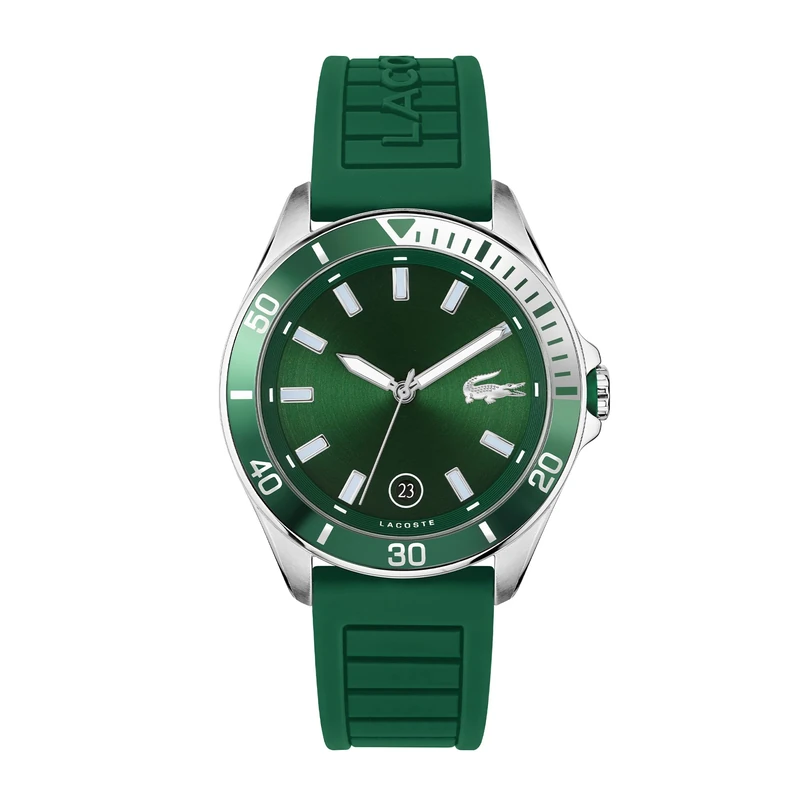 Lacoste Analogue Quartz Watch for Men TIEBREAKER Collection with Green Silicone Bracelet - 2011263