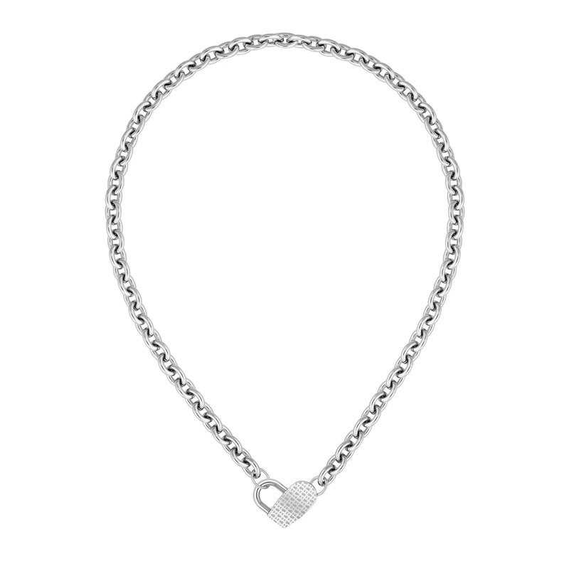 BOSS Jewelry Women's DINYA Collection Chain Necklace in Stainless Steel with a Heart Charm - 1580416