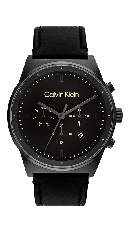 Calvin Klein Analogue Multifunction Quartz Watch for Men CK Impressive Collection with Black Leather Strap - 25200298
