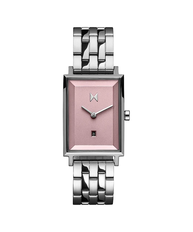 MVMT Analogue Quartz Watch Signature Square Collection for Women with Silver Stainless Steel or Leather Bracelet