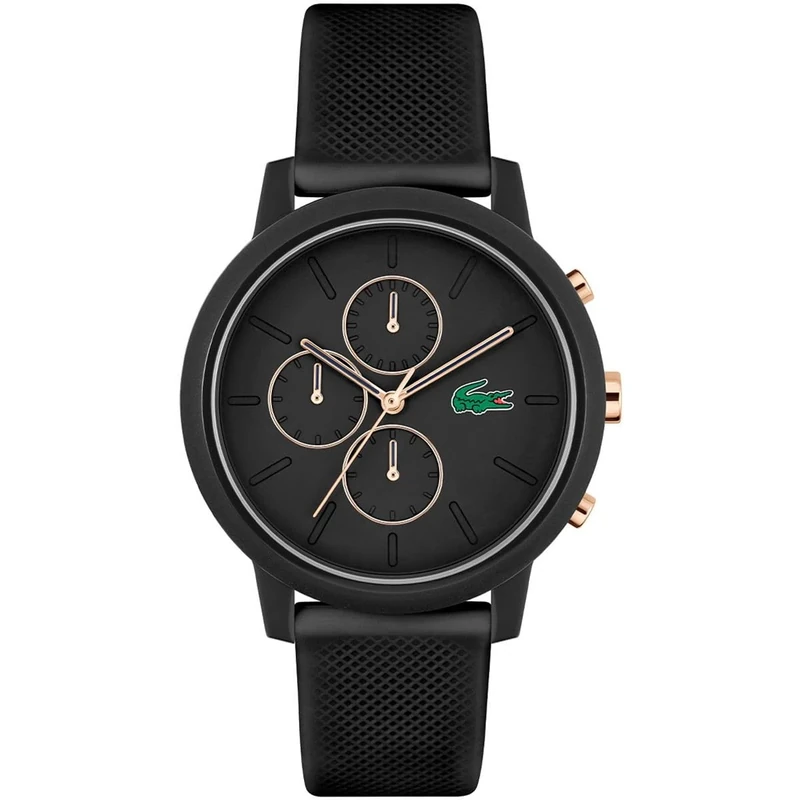 Lacoste Chronograph Quartz Watch for Men LACOSTE.12.12 Chrono Collection with Black Silicone Bracelet - 2011247