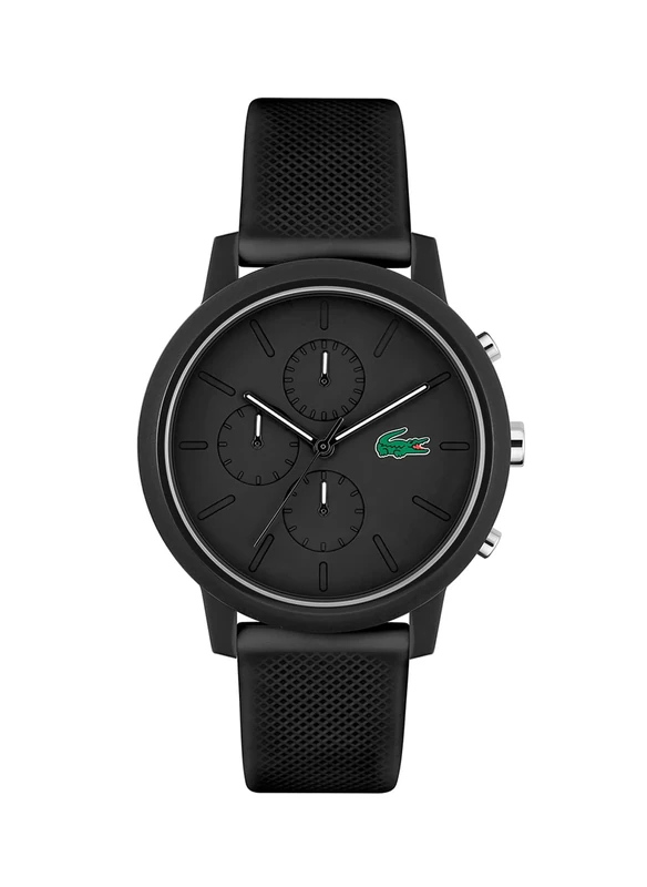 Lacoste Chronograph Quartz Watch for Men LACOSTE.12.12 Chrono Collection with Black Silicone Bracelet - 2011243