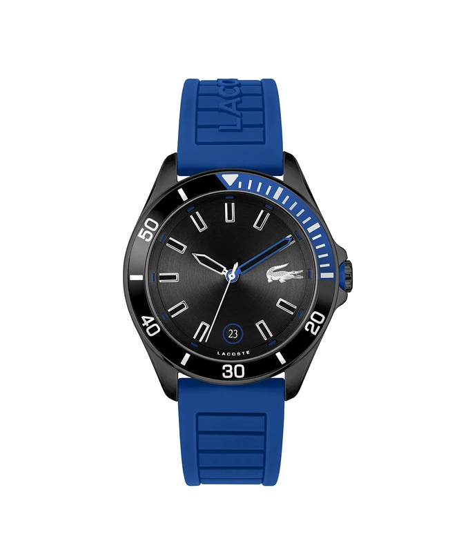 Lacoste Analogue Quartz Watch for Men TIEBREAKER Collection with Blue Silicone Bracelet - 2011262