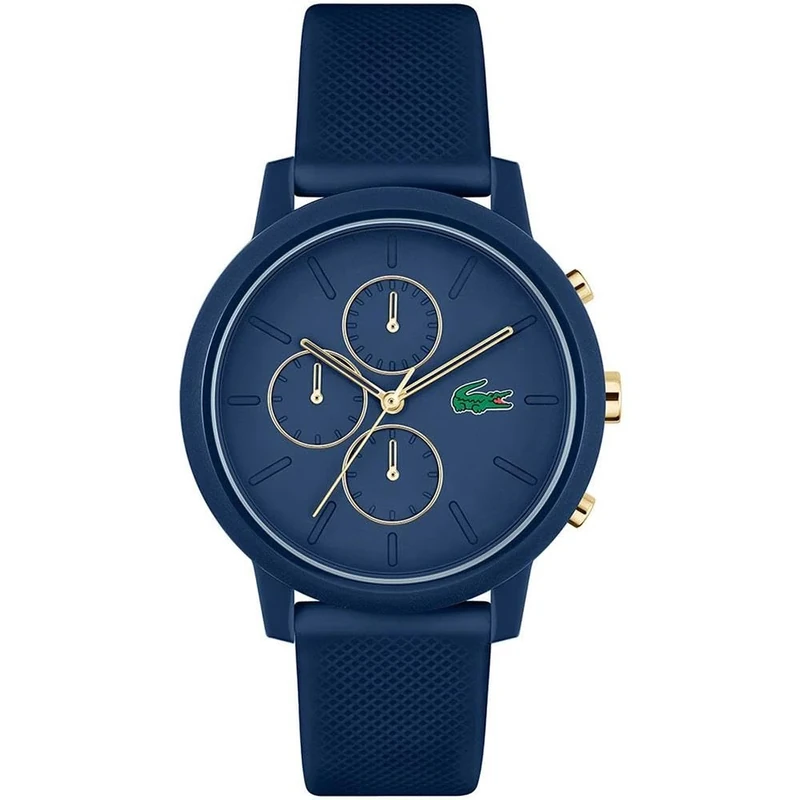 Lacoste Chronograph Quartz Watch for Men LACOSTE.12.12 Chrono Collection with Navy Blue Silicone Bracelet - 2011248
