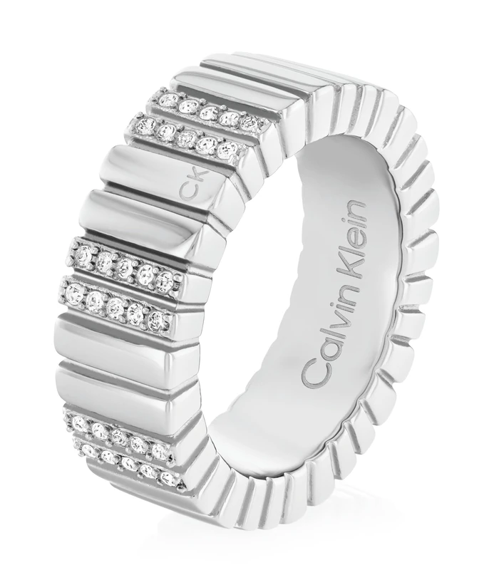 Calvin Klein Women's MINIMALISTIC METALS Collection Ring in Stainless Steel Embellished with Crystals - 35000440D