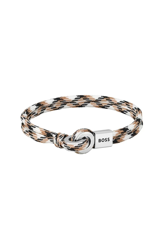 BOSS Jewelry Men's THAD SPORT Collection Nylon Bracelet Black, Brown and White - 1580471M
